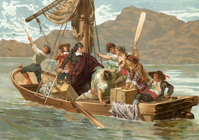 Descartes und die Bootsmänner von Elba von Josep or Jose Planella Coromina